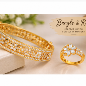 Elegant Gold Bangle & Ring Jewellery Set